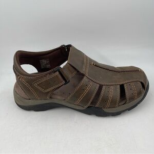 Earth Spirit Men’s Brown Leather-SZ 9-Adjustable Strap Gelron Comfort Sandals